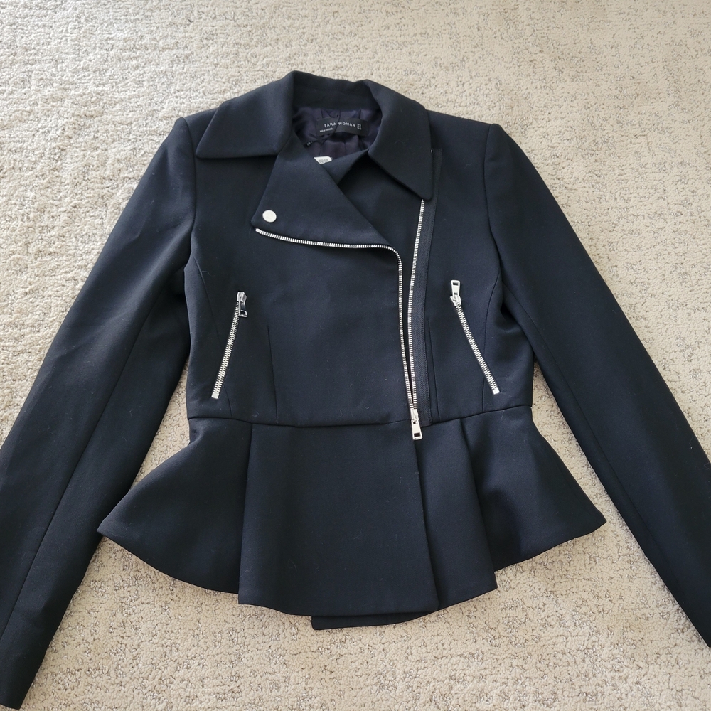 Black Peplum Biker Jacket